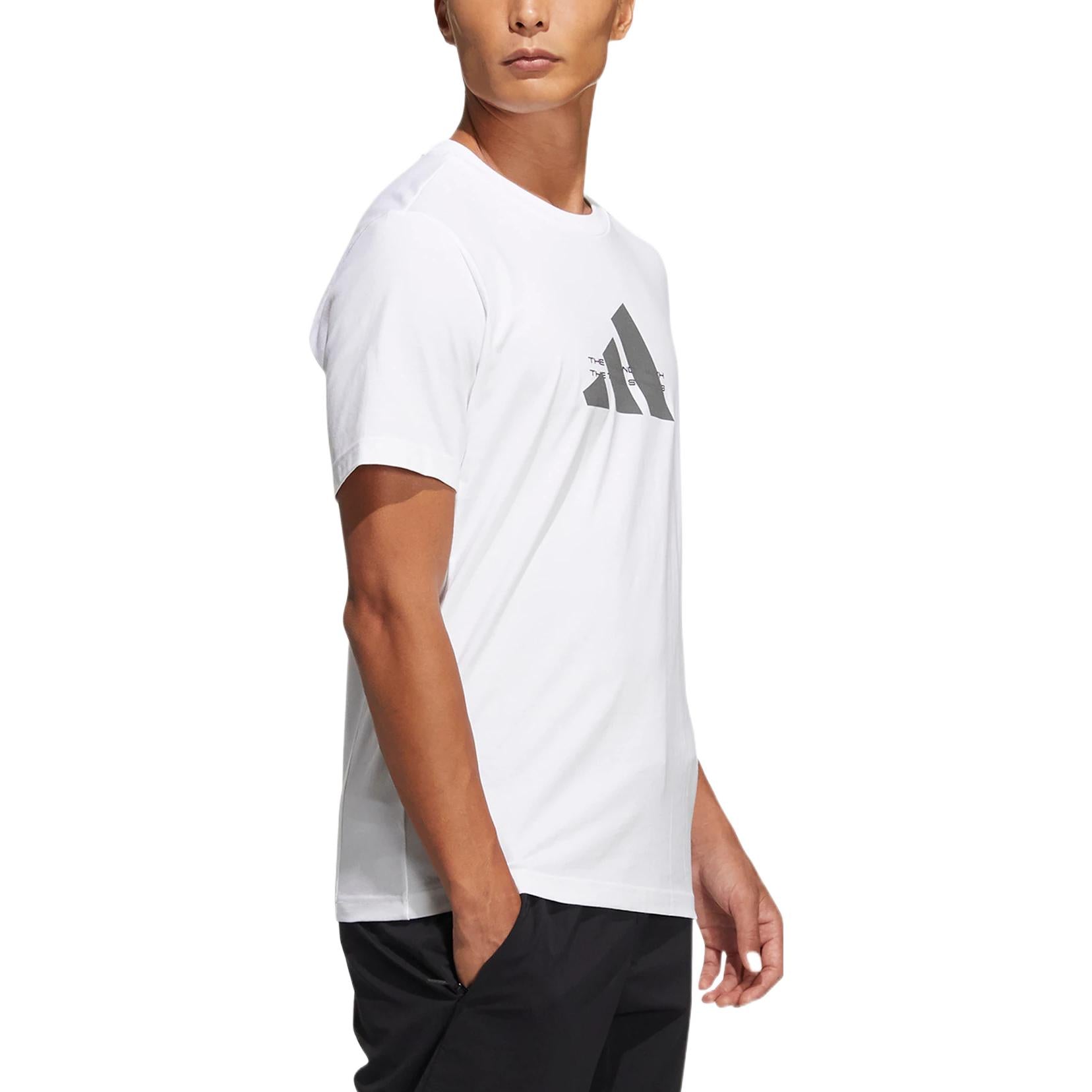 adidas Alphabet Large Logo Printing Round Neck Short Sleeve White HE9939