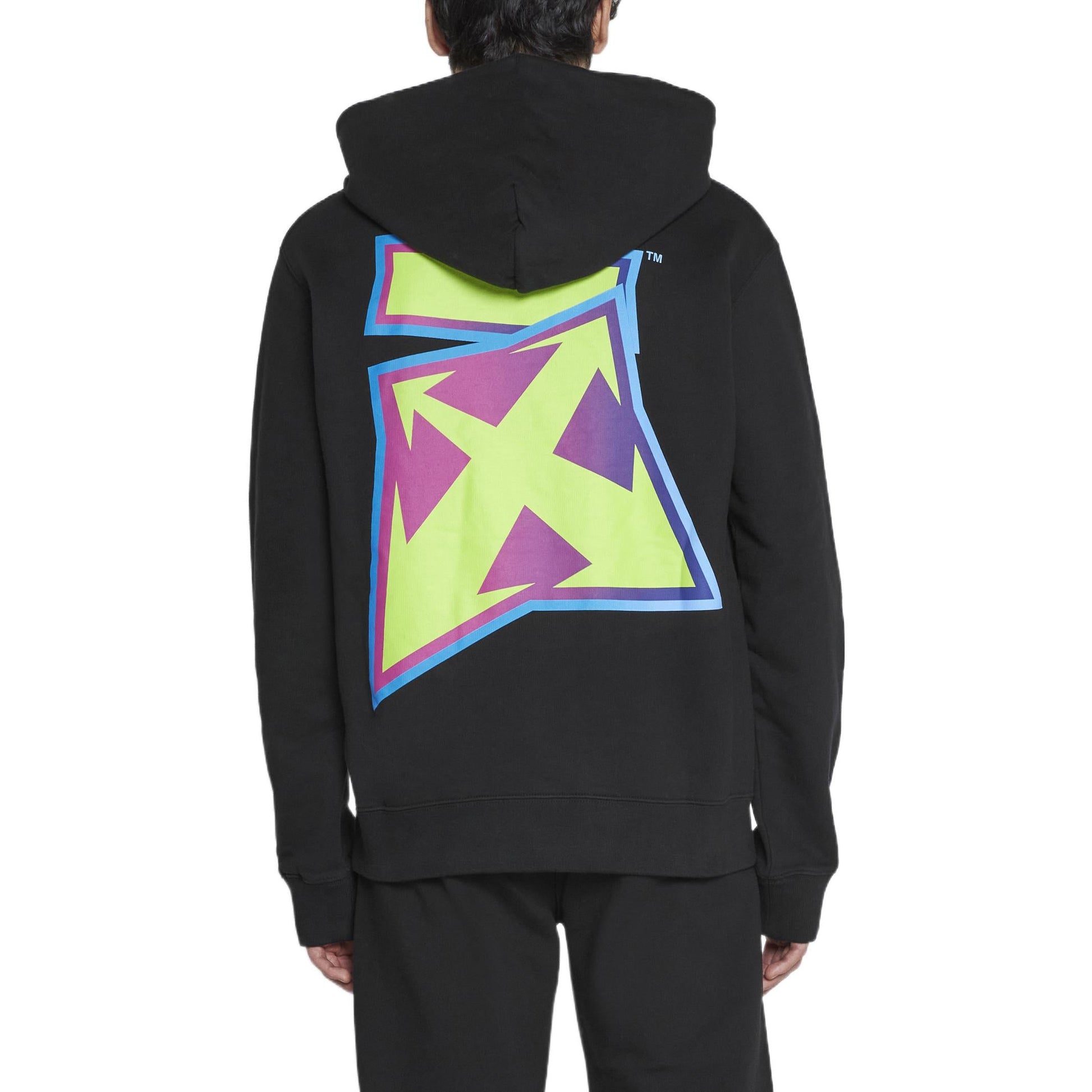 Men's Off-White FW22 Back Logo Printing Hooded Long Sleeves Ordinary Version Black OMBB097F22FLE0064641