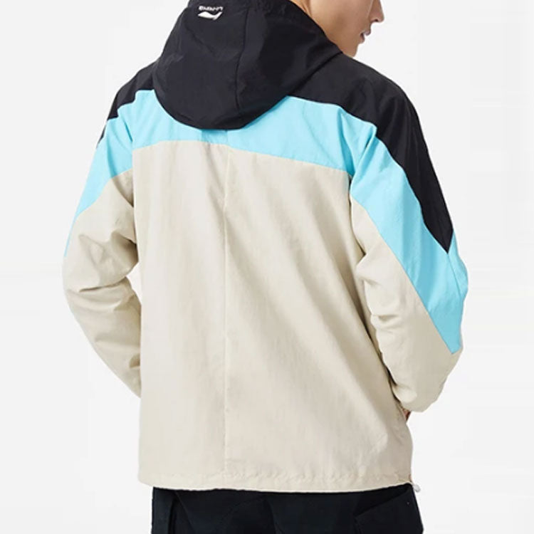 Li-Ning Logo Color Block Full Zip Hooded Jacket 'Black Oatmeal' AFDS033-5