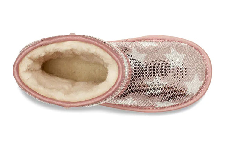 UGG Classic Short ll Sequin Star Big Boys Pink 1107988K-PCRY