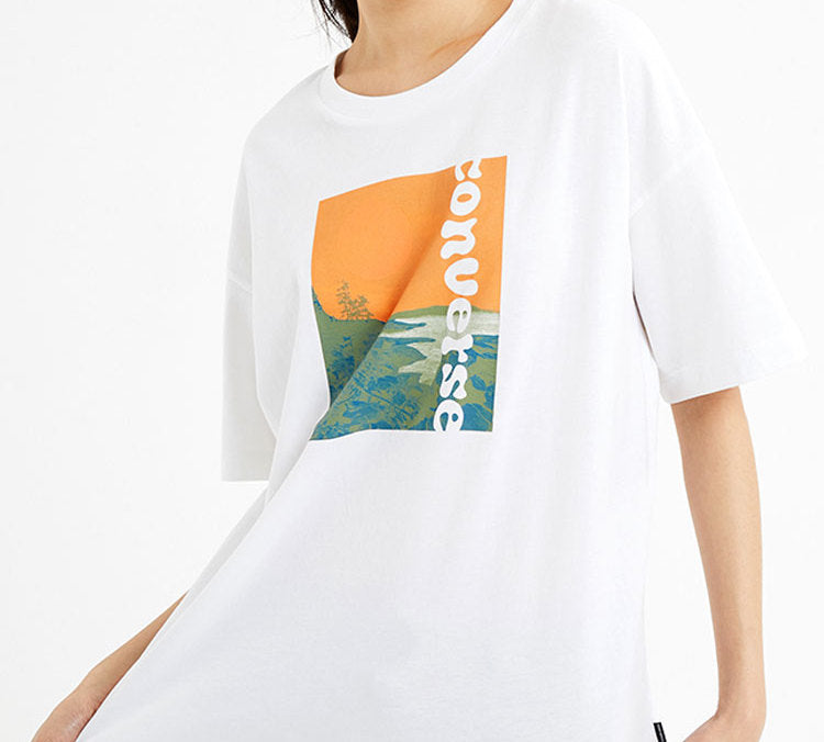 (WMNS) Converse landscape Alphabet Printing Short Sleeve White 10019568-102