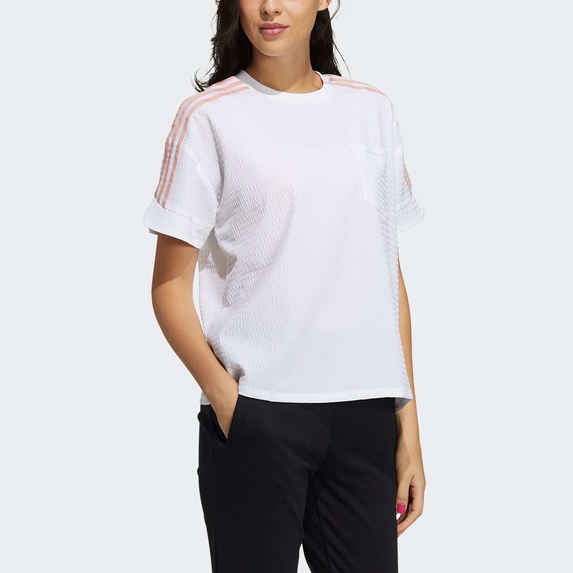 (WMNS) adidas neo Cs Jun Woven Tee Casual Sports Breathable Side Stripe Short Sleeve White GP5461