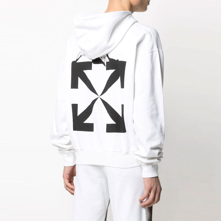 Off-White SS21 Logo Printing hooded Long Sleeves White OMBB037R21FLE0090110