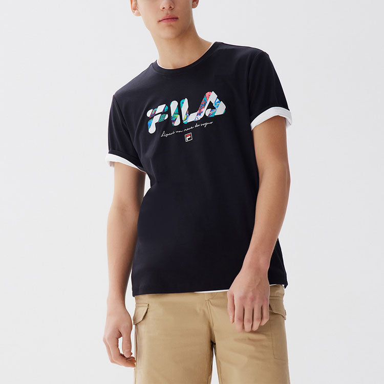 FILA Logo Alphabet Printing Sports Short Sleeve Black F11M128105F-BK