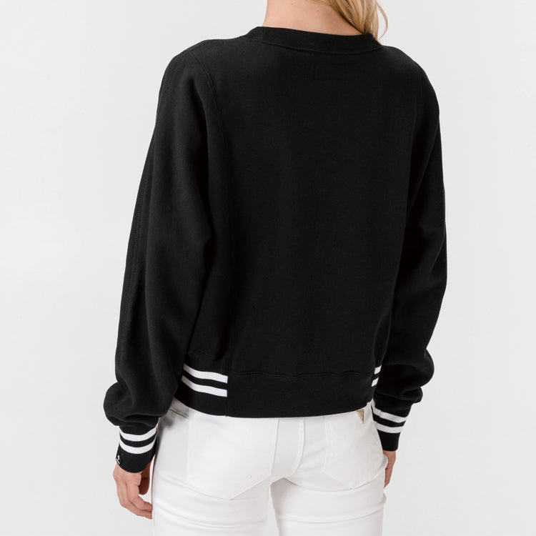 (WMNS) Converse Stripe Breathable Pullover Black 10020727-A02