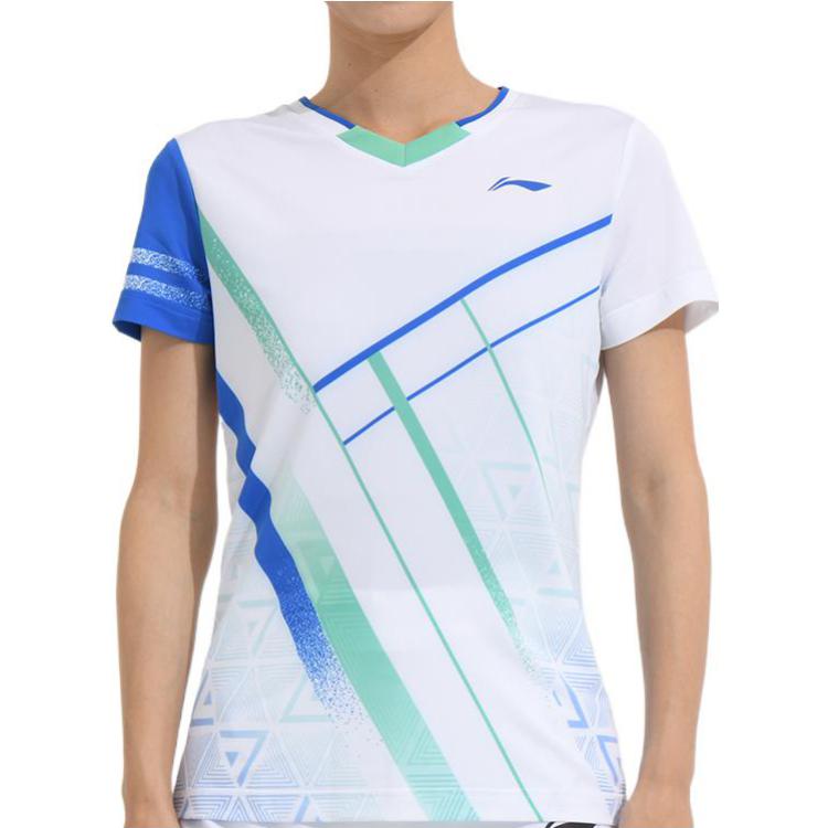 Li-Ning Badminton Series Quick Dry Training tournament Short Sleeve White AAYS072-1