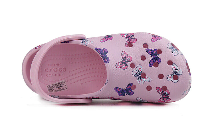 (PS) Crocs Classic clog Butterfly Pattern Outdoor Flat Heel Sports Pink Sandals 206414-6GD