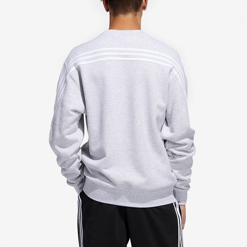 Men's adidas originals Side Stripe Loose Round Neck Pullover Gray FM1520