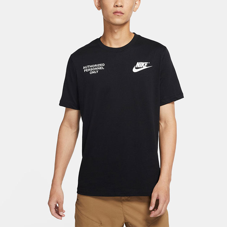Nike SS22 Logo Printing Round Neck Short Sleeve Black DO8324-010