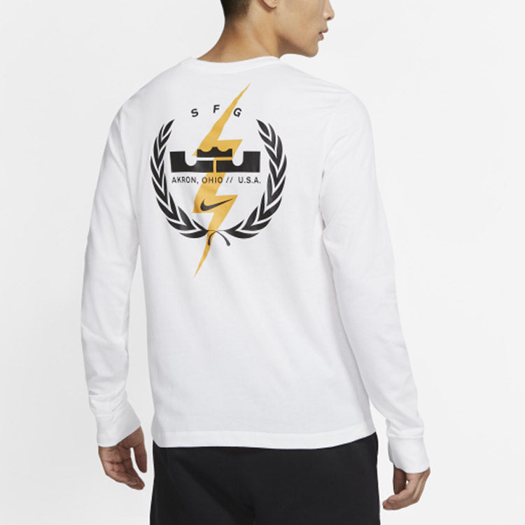 Nike Lebron Dri-Fit Round Collar Basketball Long Sleeved T-Shirt Men's White CV2080-100