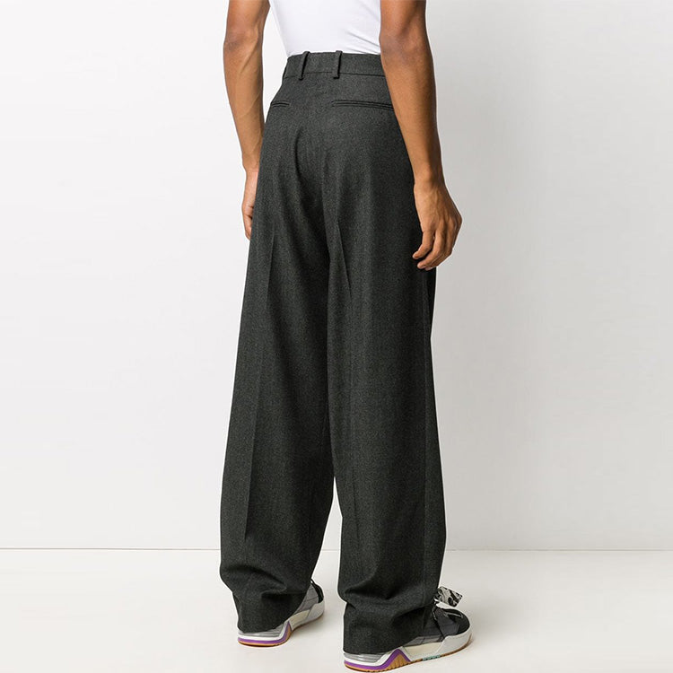 Men's Off-White Solid Color Casual Long Pants/Trousers Loose Fit Gray OMCA144F20FAB0020700
