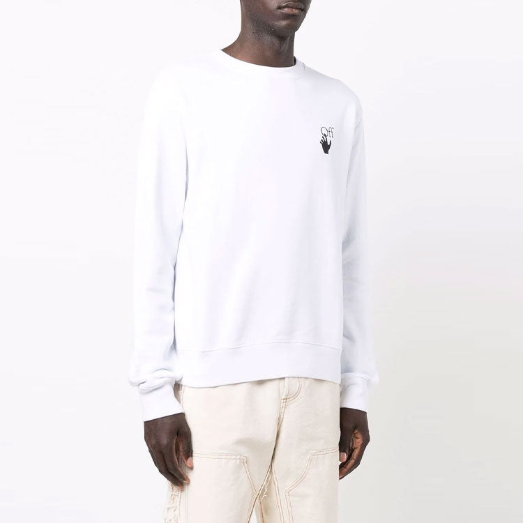 Men's Off-White FW21 Painting Pattern Round Neck Long Sleeves White OMBA025F21FLE0080184