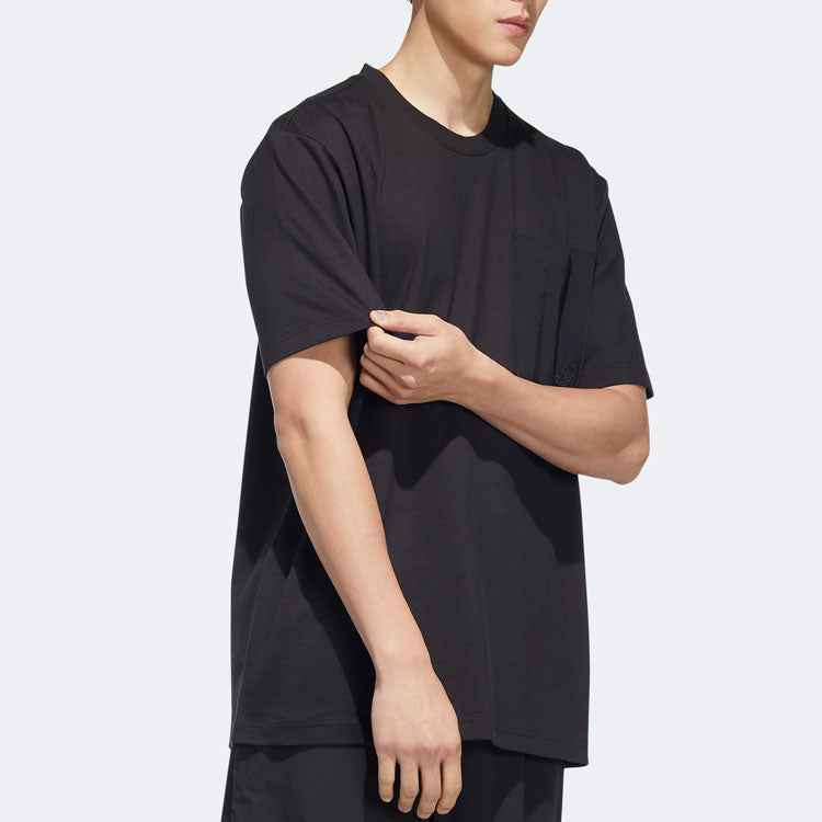 adidas originals Solid Color Casual Sports Round Neck Pullover Short Sleeve Black HM8008