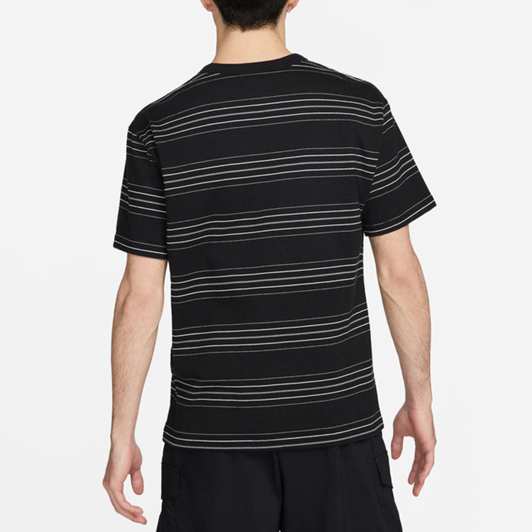 Men's Nike Brand logo Stripe Round Neck Short Sleeve Black T-Shirt DQ1117-010