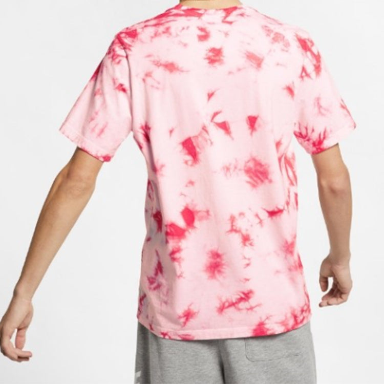 Nike Air Alphabet Logo Printing Tie Dye Short Sleeve Pink BQ0080-100