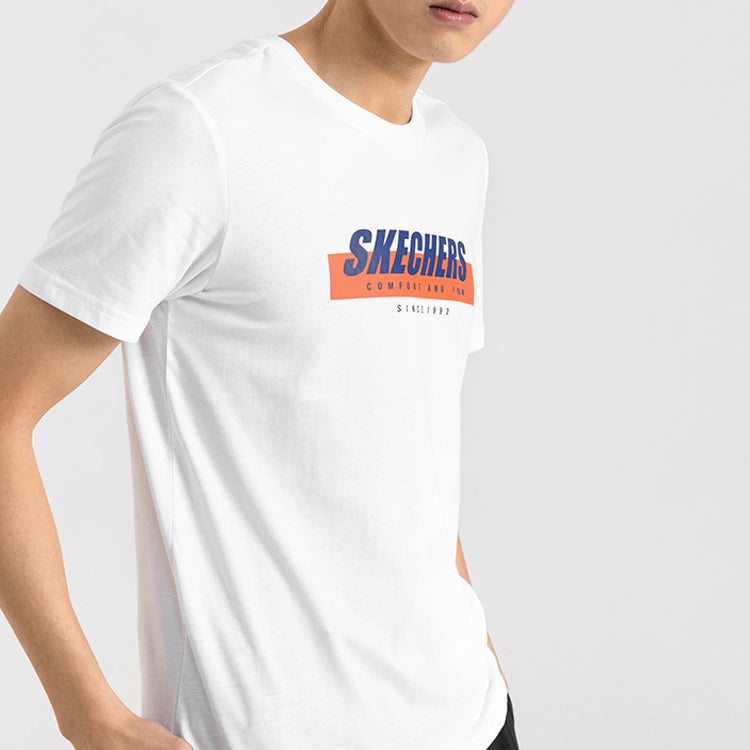 Men's Skechers Printing Short Sleeve t White C219M025-0019