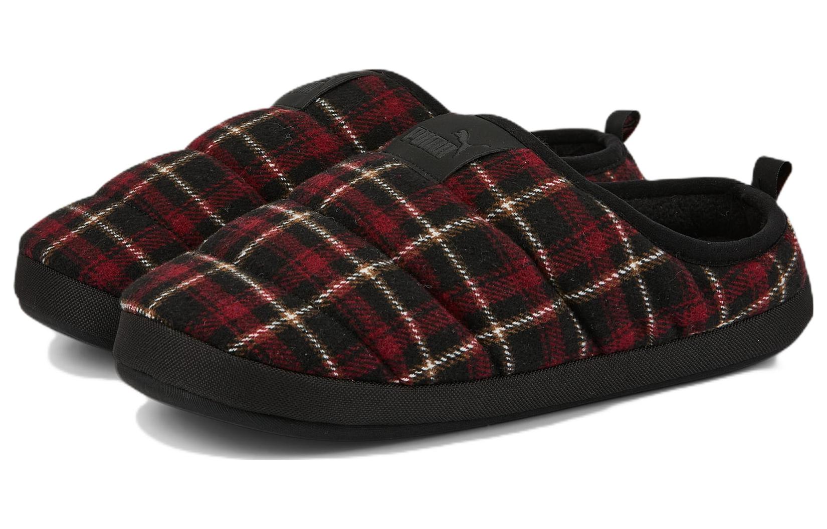 PUMA Scuff Flannel Slip-On 'Black Red' 386338-01