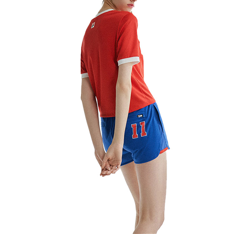 (WMNS) FILA FUSION Alphabet Large Logo Printing Cotton Short Sleeve Red T11W022117F-RD