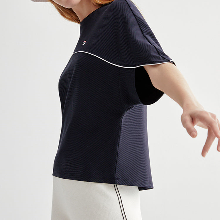 (WMNS) FILA Contrasting Colors Short Sleeve Navy Blue F11W021102F-NV