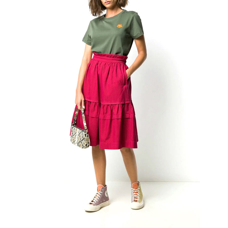 KENZO SS21 Tiger Head Embroidered Round Neck Short Sleeve Green T-Shirt FA62TS8434SJ-54