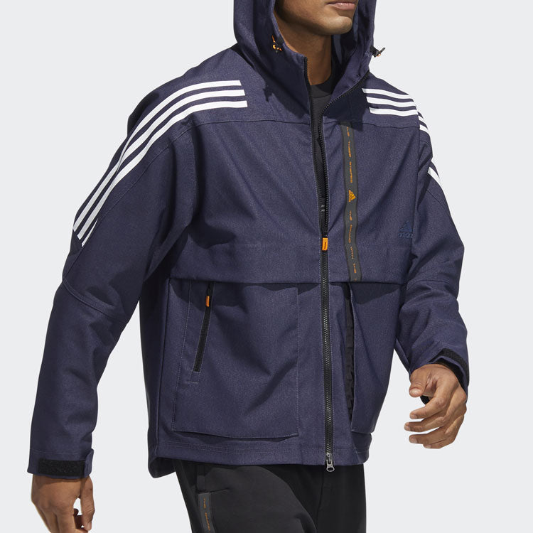 adidas TH DNM WVJK Sports hooded Woven Jacket Navy Blue HE9905