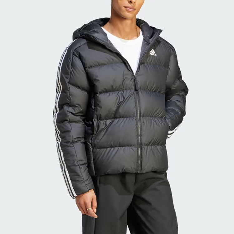 adidas Midweight Down Hooded Jacket 'Black' HZ4429
