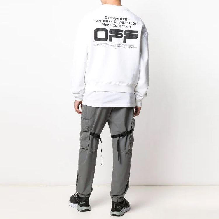 Men's Off-White Round Neck Pullover Long Sleeves White OMBA035R20E300040110