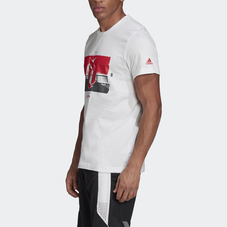 adidas Pattern Printing Short Sleeve White GD6598