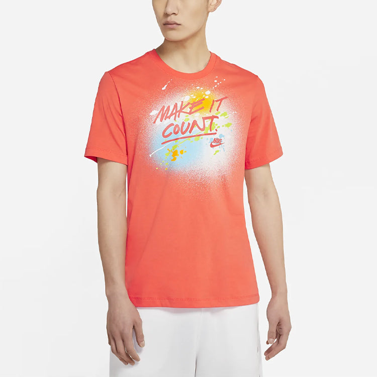 Nike Sportswear Splash Ink Alphabet Printing Sports Short Sleeve Orange DJ5361-840