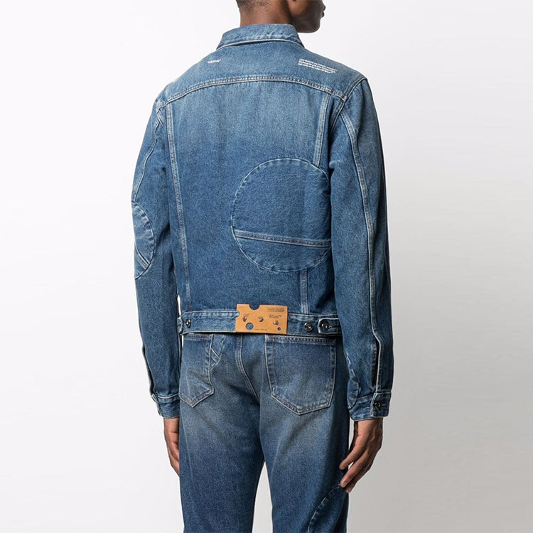 Off-White FW21 lapel Denim Jacket Version Blue OMYE067F21DEN0024501