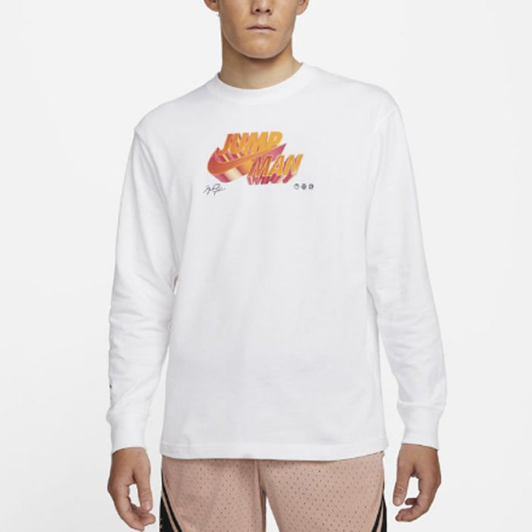Men's Air Jordan Casual Sports Breathable Long Sleeves White T-Shirt DH8807-100