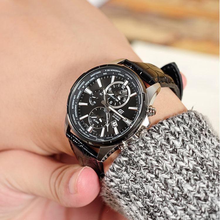 CASIO Quartz Waterproof EDIFICE Sapphire Crystal Solar Powered Mens Black Analog EFR-304BL-1AVUPF