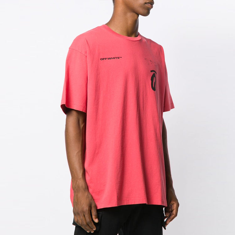 Off-White Splitted Arrows Large Short Sleeve Loose Fit Red OMAA038E191850102010