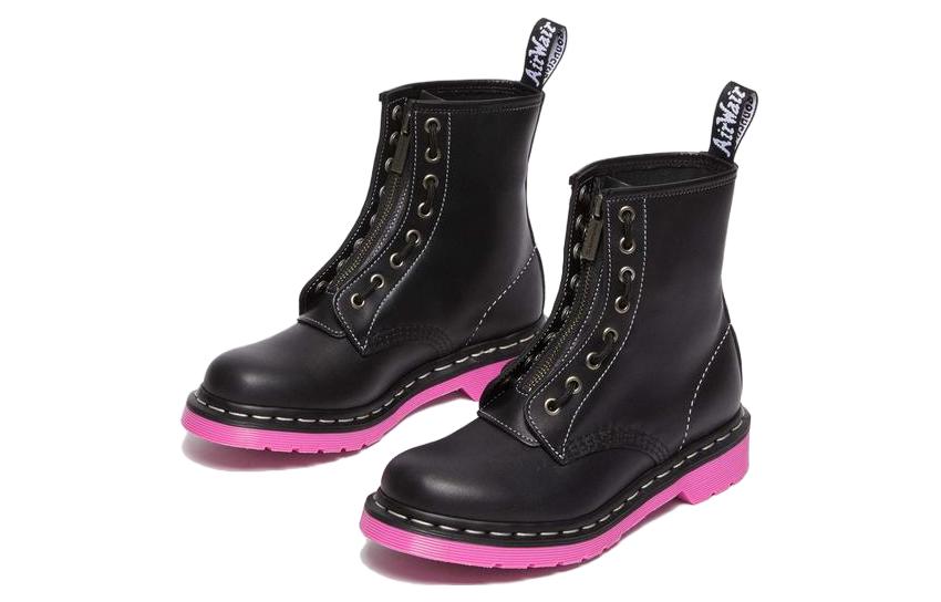 (WMNS) Dr. Martens 1460 Wanama Leather Jungle Zip Boots 'Black Pink 30925001