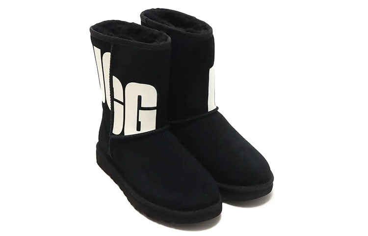 (WMNS) UGG Classic Short 2 Chopd 'Black White' 1129231-BLK