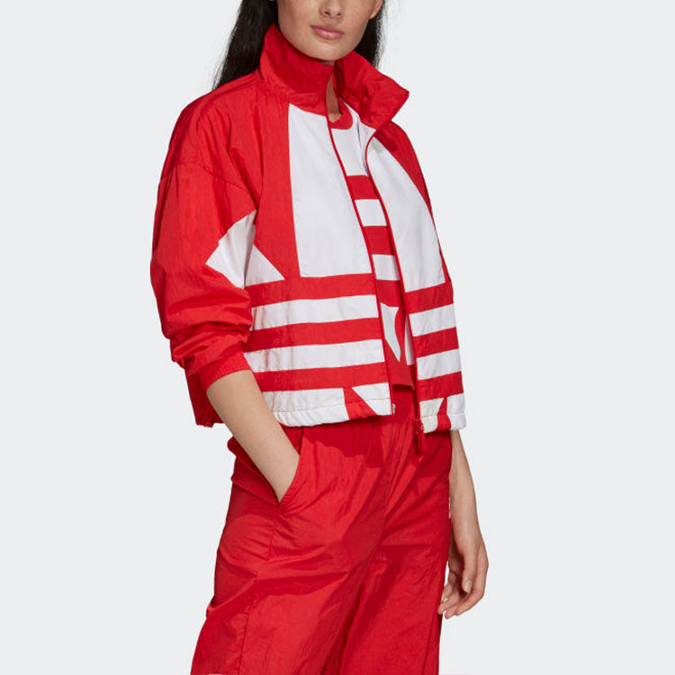 (WMNS) adidas originals LRG LOGO TT Large logo Sports Jacket Red FM2585