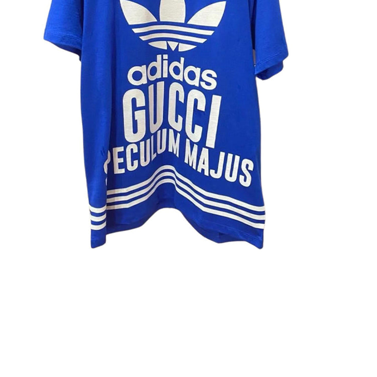 (WMNS) Gucci x adidas Oversized Cotton Jersey Short Sleeve T-Shirt 'Blue' 717422-XJEXI-4698