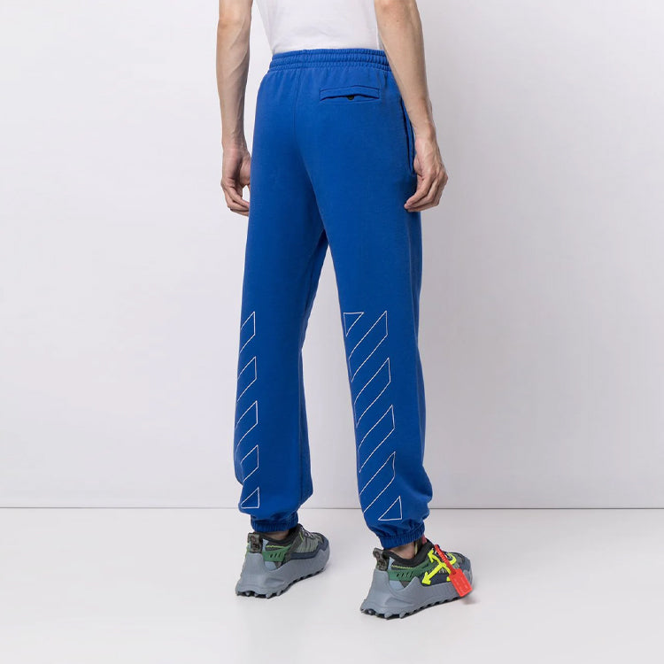 Off-White SS21 Stripe Bundle Feet Sports Long Pants Loose Fit Blue OMCH029S21FLE0024501