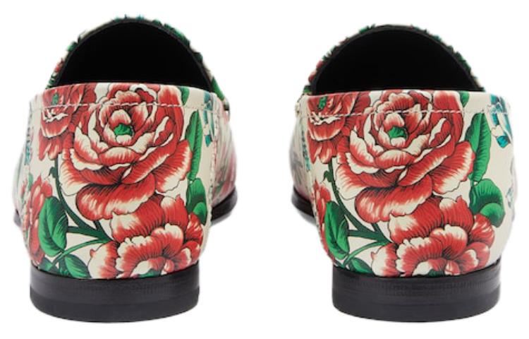 (WMNS) Gucci Horsebit Printed Leather Loafers 'White Pink' 746392-AAB0D-8464