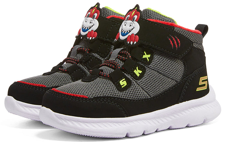 (GS) Skechers Microspec Zovox Blended Velcro Shoes 'Black Grey Red' 407307N-BKRD
