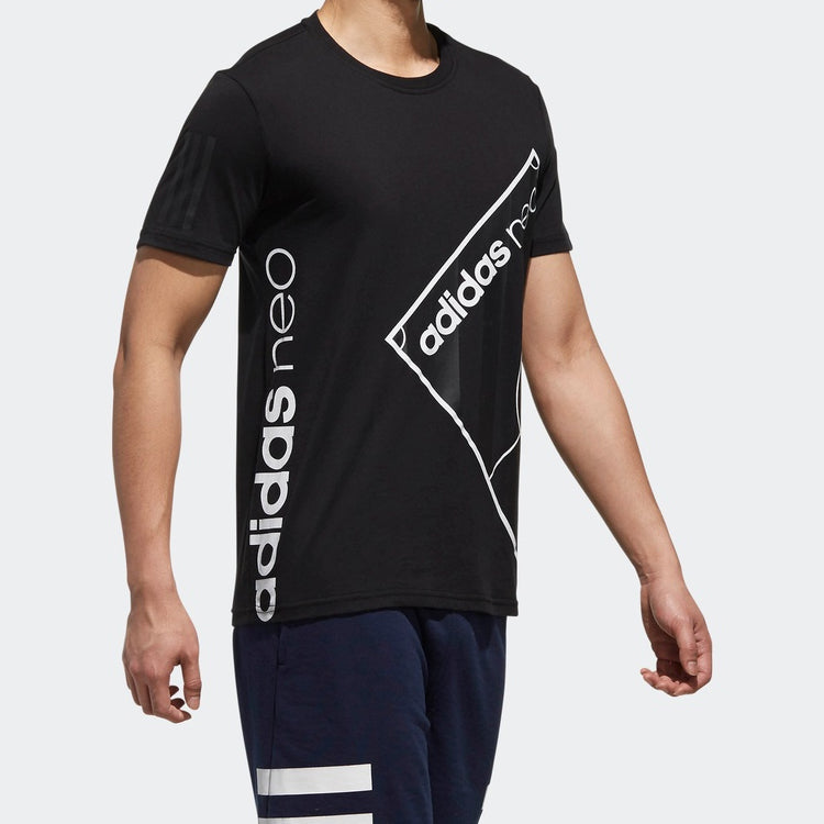 adidas neo Basketball Printing Round Neck Pullover Short Sleeve Black DM2179