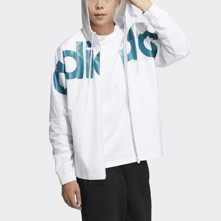 adidas neo Contrasting Colors Alphabet Large Logo Sports Hooded Jacket White HD4701