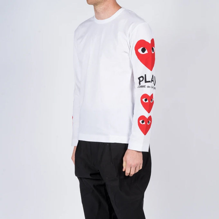 COMME des GARCONS PLAY  Printed Sleeve Long-Sleeve 'White' AZ-T260-051-1