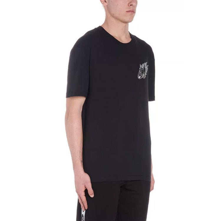 Men's McQ Alexander McQueen Cotton Embroidered Pattern Short Sleeve Black 291571-RMT59-1000