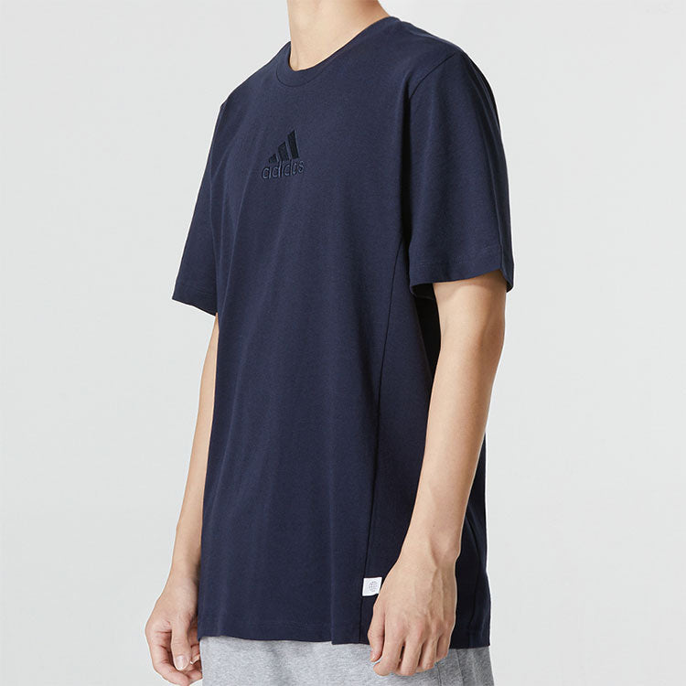 Men's adidas Internal Tee Logo Solid Color Athleisure Casual Sports Round Neck Short Sleeve Navy Blue T-Shirt HJ9808