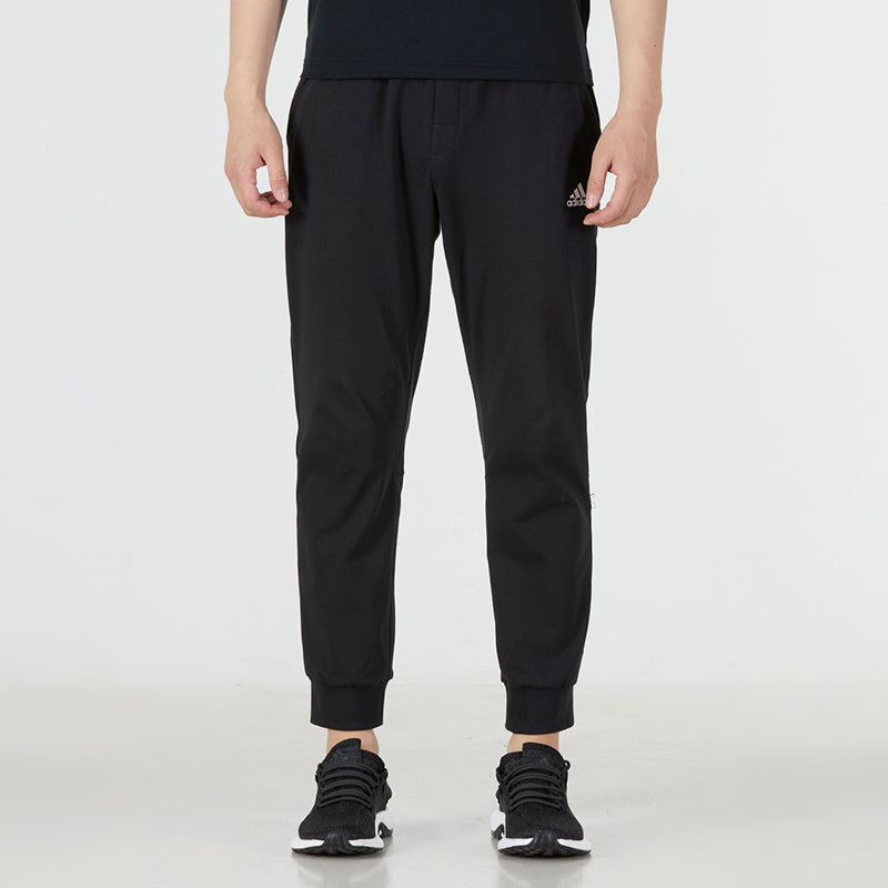 Men's adidas Solid Color Logo Knit Casual Bundle Feet Sports Pants/Trousers/Joggers Black HI3280