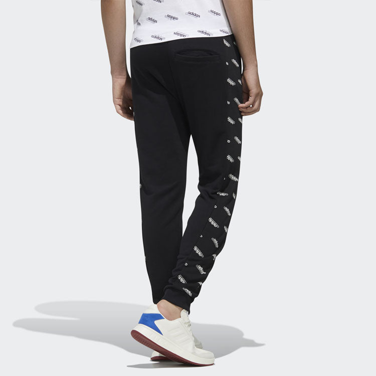 adidas Printing Splicing Knit Bundle Feet Sports Pants Black FM6076