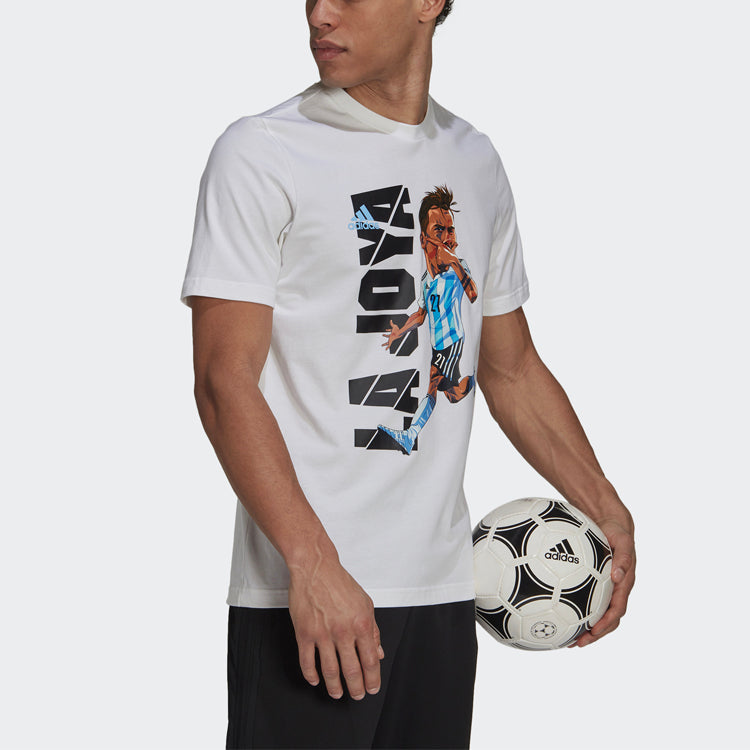 adidas Dybala Icon T M Paul Cartoon Printing Soccer/Football Sports Short Sleeve White HA5453