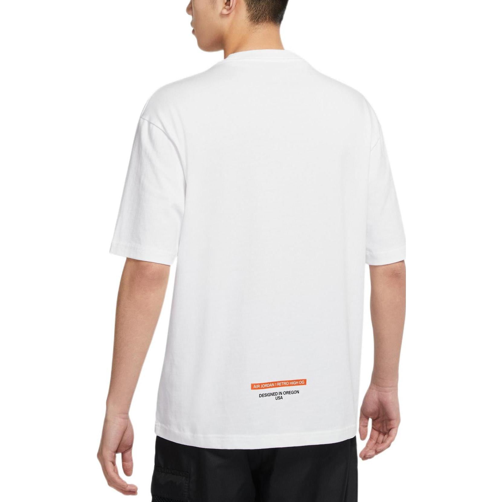 Men's Air Jordan Alphabet Pattern Round Neck Short Sleeve White T-Shirt DV9727-100