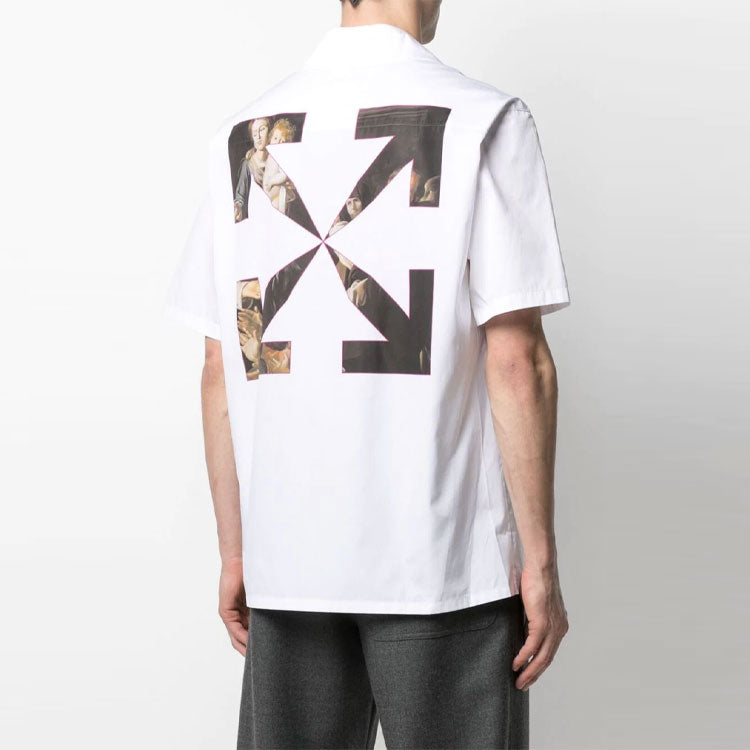 Off-White SS21 Arrows Pattern Printing Short Sleeve Shirt Version White OMGA163S21FAB0070125